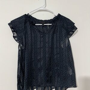 Banana Republic Dark Blue Blouse with White Dots